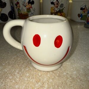 Vintage McCoy USA Smiley Face Mug - Red and White